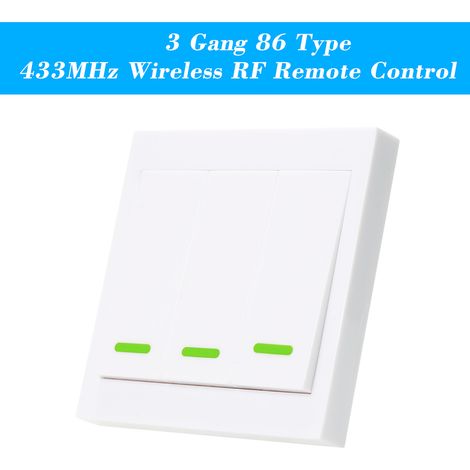 Decdeal Bouton-Poussoir Interrupteur Mural Télécommande 3 Gangs 86 Type Panneau Marche/Arrêt 433 MHz Transmetteur de Commande RF sans Fil avec Autocollants Position Libre Flexible pour la Maison Salon (1/5)