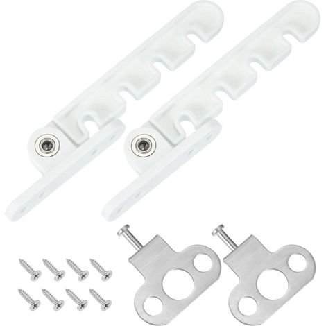 Lot de 2 butées de fenêtre en plastique dimensions 10,6 x 1,4 cm avec verrouillage enfant et limiteur d'ouverture pour sécuriser et ajuster l'ouverture des fenêtres couleur blanche (1/5)