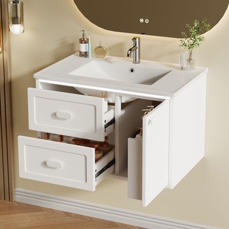 Mobile bagno sospeso con lavabo LED 76x46x51 cm OKMYHOME
