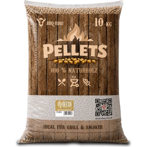BBQ-Toro Beech Pellets aus 100% Buchenholz, 10 kg, Grillpellets, Räucherpellets, Ofenholz, Buche (1/3)