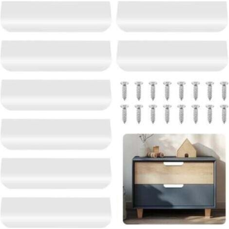 FENOPLASTICAEnsemble de poignées pour meubles de cuisine, poignées en aluminium pour meubles de cuisine, poignées de porte de cuisine, poignées de placard, poignées de coiffeuse (blanches, 80 mm) (1/4)