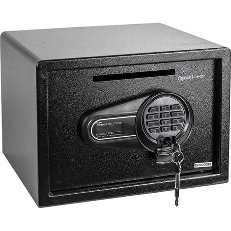 Genie Hand  Cassaforte Motorizzata da Armadio Piccola Cassetta di Sicurezza con Codice a Combinazione e Chiave a Croce Casseforti per Soldi