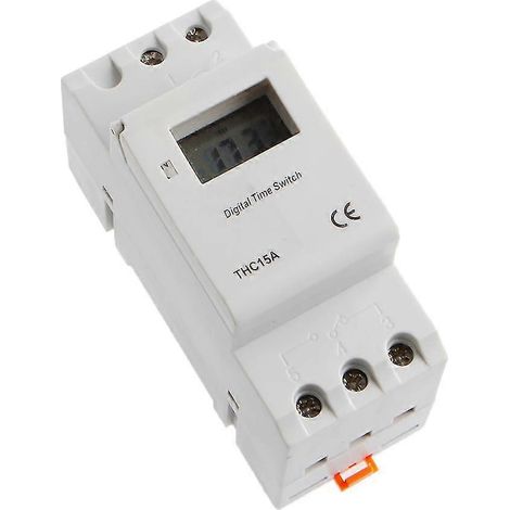 Interrupteur à relais temporisé sur rail DIN, affichage LCD numérique, minuterie d'alimentation programmable, 12 V CC. (1/5)