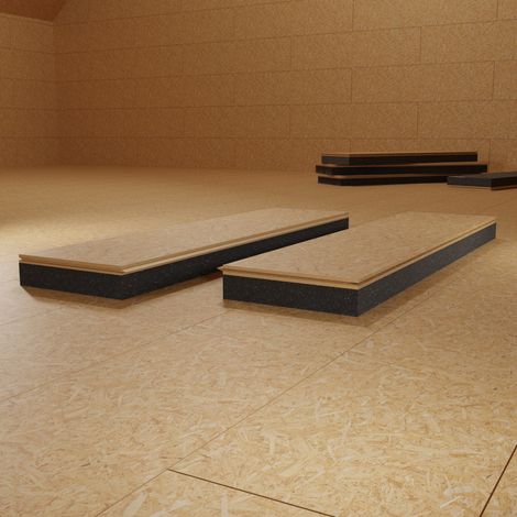 Dämmung Dachboden/Ausbau Elemente OSB 18 mm + 60 mm Neopor Dämmplatte