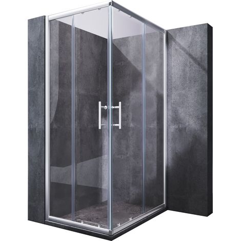 SONNI Duschtüren Eckeinstieg Duschkabine Doppel Schiebetür Klarglas Dusche 100X70x185cm ESG Schnellfreigabefunktion Spritzwasserschutz (1/5)