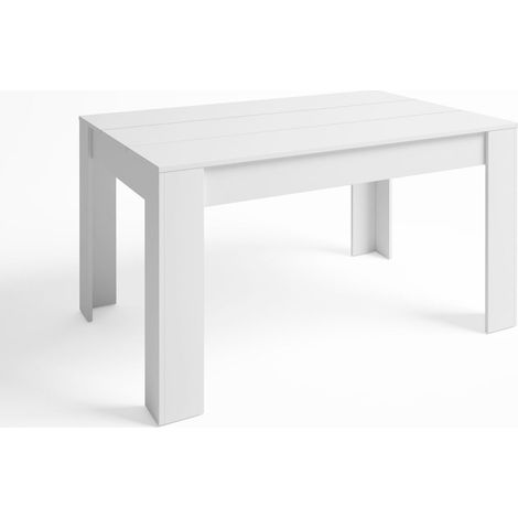 Mesa de Comedor Extensible Bass de Sala Estilo Contemporáneo en Color Blanco Mate con Melamina 140-200x90x76 cm (1/4)