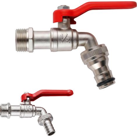 Robinet de sortie à bille avec raccord de tuyau 1/2" comme embout extérieur (1/4)