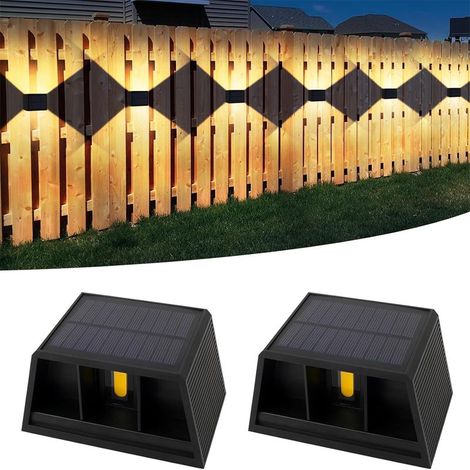 2 Pièces lampe solaire exterieur, 120°Chaude lumiere solaire exterieur, eclairage exterieur solaire Vintage, Réglable Up Down Lumière Solaire étanche IP65, pour Jardin Mur Clôture, exterieures jardin, (1/5)