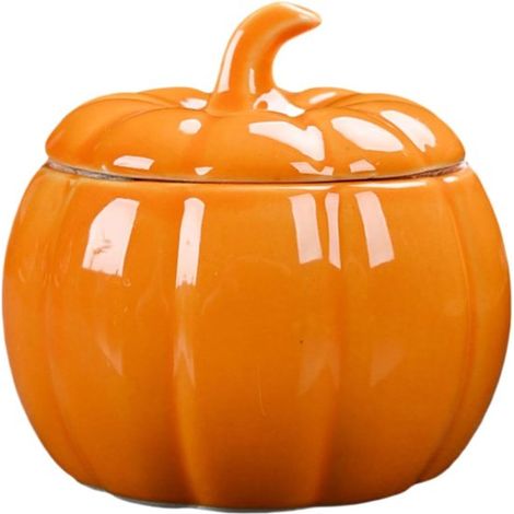 Maceta pequeña de cerámica con forma de calabaza，Tarros de almacenamiento con forma de calabaza y tapa (1/2)