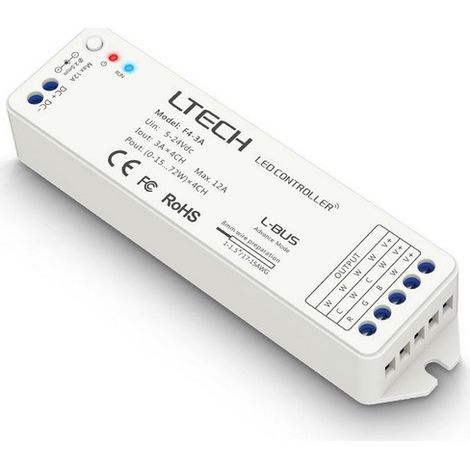 LTECH F4-3A Constant Voltage Wireless Controller, Monochrome, Dual Color Temperature, Three-in-One RGB