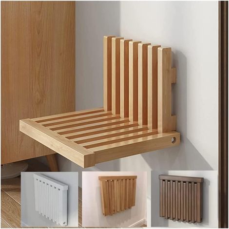 Wandmontierter Klappstuhl/Hocker aus Massivholz, ultradünn zusammengeklappt, Tragkraft 150 kg, in 3 Farben erhältlich, einfache Montage