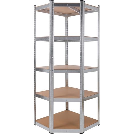 Arebos – Étagère d'angle charges lourdes 180x70x70 cm – Capacité 875 kg – 5 niveaux réglables – Acier zingué – Installation sans vis (1/5)