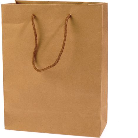 Sacs cadeaux moyens en papier naturel avec anses, pour cadeaux et achats du quotidien, lot de 30, 19 x 8 x H. 24,5 cm