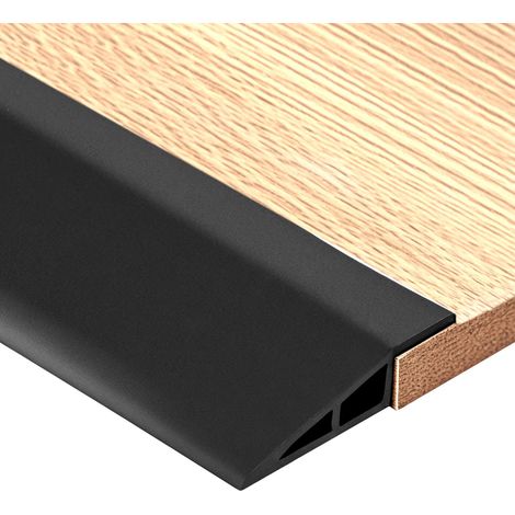 1M Rampes de seuil en PVC, rampe de seuil autocollante, bande de transition de sol flexible pour portes, carrelage et escaliers (noir, hauteur 1 cm) (1/5)