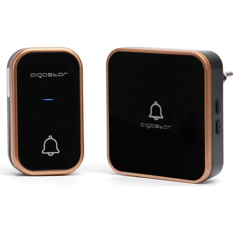 Aigostar Campanello Wireless Autoalimentato Nero Oro 36 Suonerie 150m IP44