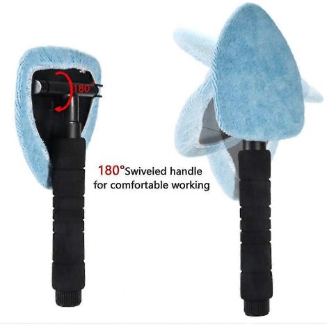 Brosse de nettoyage de pare-brise rétractable pour voiture, brosse de nettoyage de vitres de voiture, outil à manche long (nouveau bleu clair)