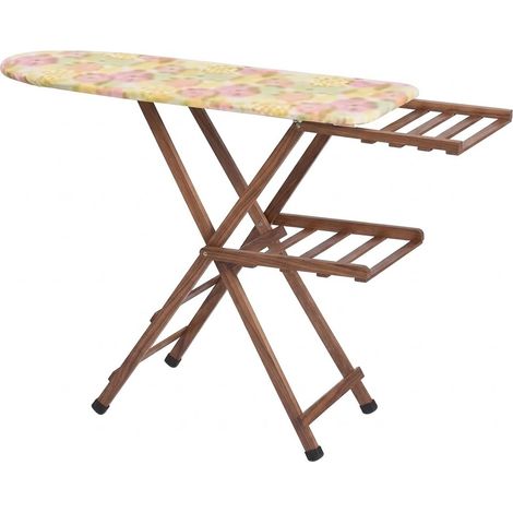 Asse da Stiro Legno Noce 139x39 cm Porta Caldaia e Ripiano Abiti Tavola per stirare Pieghevole Salvaspazio Regolabile in 3 Altezze Copriasse in cotone per Casa e Lavanderia Made in Italy (1/5)
