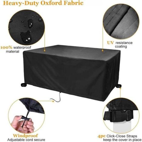 -Housse De Protection Salon De Jardin 200x100x75cm, étanche Robuste Tissu Oxford 600D Housse Protection Table De Jardin Exterieu (1/4)