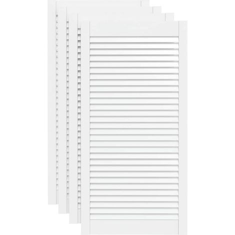 4 Stück Schranktüren mit Louver-Design Weiß 99,3x49,4cm aus Massivholz