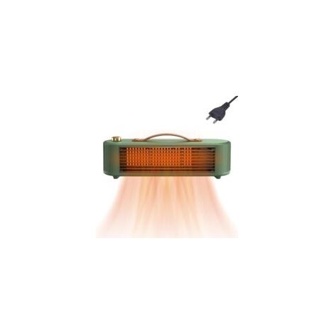 Radiateur Electrique à Basse Consommation, 2 Modes Silencieux Chauffage Soufflant Céramique pour Salon, Chambre, Thermostat Réglable, Protection Contre Surchauffe, 800W, Vert(27.598.5cm) (1/4)