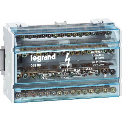 Legrand 004888 Lexic monobloc modular splitter - 4P - 125 A - 15 connections - 8 modules