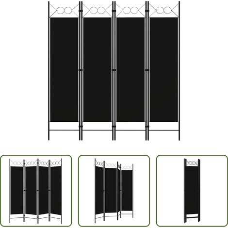 Trennwand - 4-tlg. Raumteiler Schwarz 160 x 180 cm (1/5)