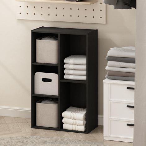 Étagère Ouverte à 5 Cubes pour Placard et Rangement de vêtements Polyvalents, Organisateur de Rangement, Bois Noir (1/5)