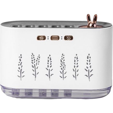 Humidificateur et diffuseur d'arômes à 5 buses, capacité 700 ml, éclairage LED synchronisé avec la musique, 20 modes, arrêt automatique, pour chambre et bureau, blanc (1/5)
