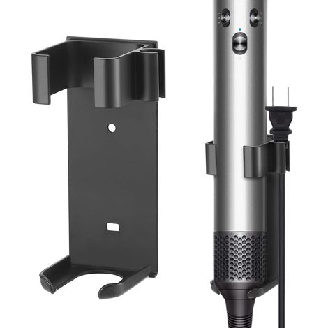 CCYKXA 2-teilige Halterung, kompatibel mit Dyson Airwrap, Metall-Wandhalterung für Lockenstab, Glätteisen, Aluminium (schwarz) (1/5)