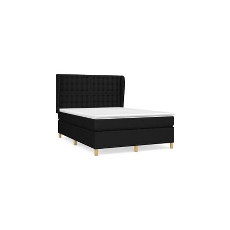Sommier à lattes de lit avec matelas Noir 140x190 Tissu (1/5)