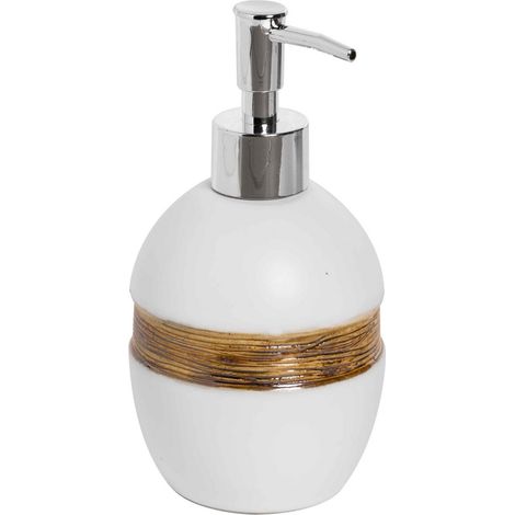 Distributeur de savon à poser blanc et bronze en céramique mod. Maya (1/2)