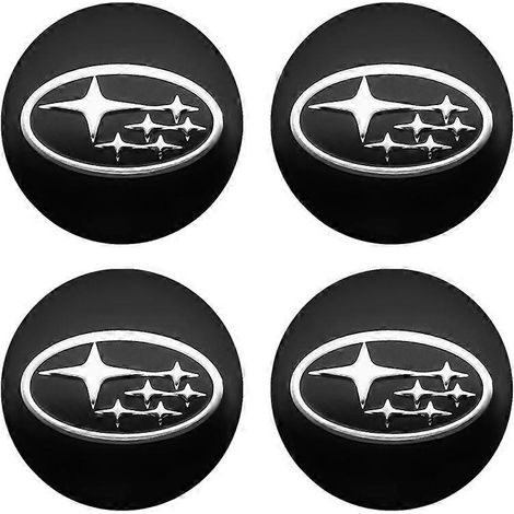 4 Stück 56 mm Radnaben-Mittelkappen-Aufkleber Felgenabdeckung Auto-Emblem Styling für Subaru STI Impreza Forester XV Tribeca (schwarz)