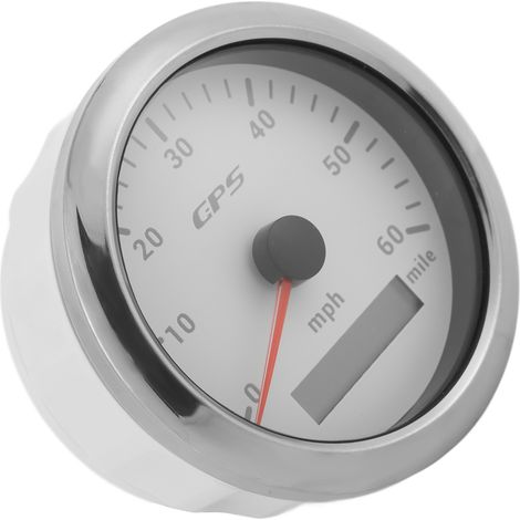 85-mm-GPS-Tachometer, 0–60 mph, einstellbar, hintergrundbeleuchtetes LCD-Display, für Wohnmobile und Boote, 9–32 V DC, Weiß (1/5)
