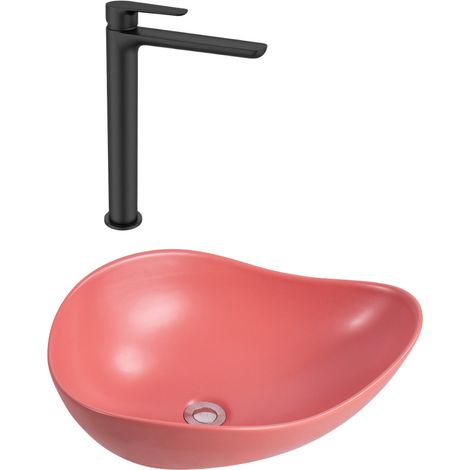 PixL 51x38x19 cm lavabo da appoggio + SAT Mood miscelatore lavabo XL + Ceramia PixL piletta di scarico (CEPX505PMSAT285C)