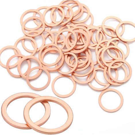 20 arandelas metálicas de cobre M20 para bisagras de puertas, junta tórica plana para tapones de drenaje y fijaciones con tornillos, anillos de sellado para tornillos (M20261.5) (1/5)