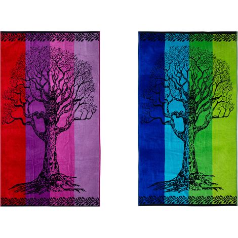 Telo Mare Jacquard Spugna Asciugamano Spiaggia Disegno Life Tree, misuraTelo MarecoloreViola (1/5)
