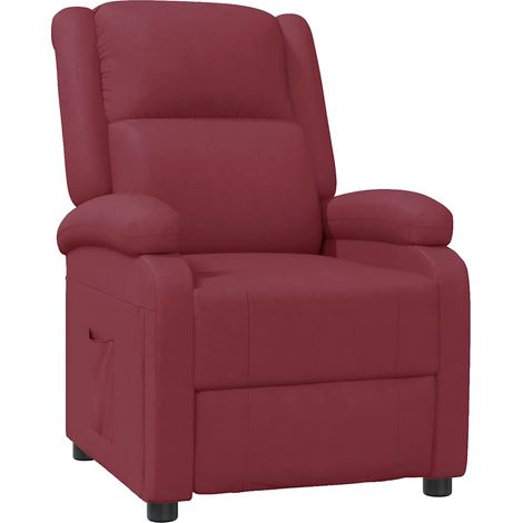 Recliner Chair Wine Red Faux Leather vidaXL (1/5)