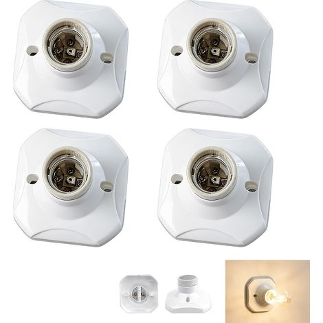 Douilles plafond E27 vers E14 lot de 4, adaptateurs de culot, 220-240 V, pour ampoules LED, base blanche en plastique (1/5)