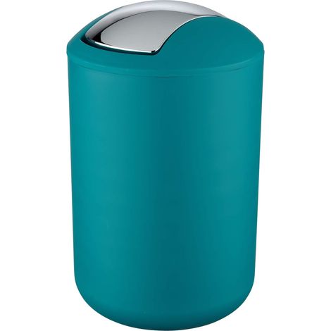 WENKO Portarifiuti con coperchio basculante Brasil L petrolio - infrangibile Capacità: 6.5 l, TPE, 19.5 x 31 x 19.5 cm, Petrolio (1/5)