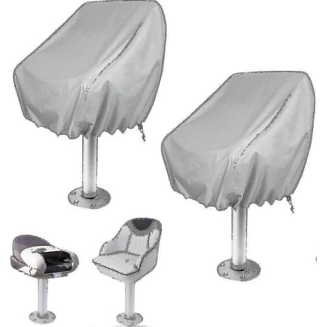 Lot de 2 housses de siège de bateau imperméables en tissu Oxford pour piédestal, ponton, banquette capitaine et sièges de barre (1/5)