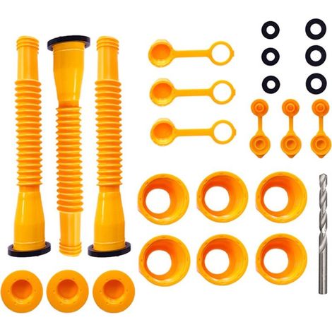 Kit de remplacement de bec verseur pour bidon d'essence, ensemble de buses anti-déversement avec foret pour la plupart des bidons de 1/2/5/10 gallons (kit de 3 jaunes) (1/5)