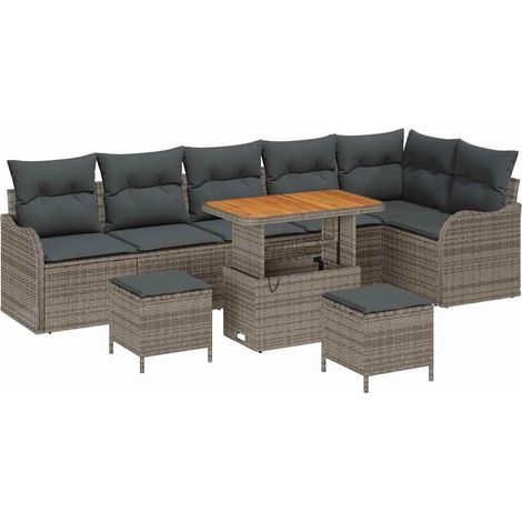 Maison Exclusive - Garten-Sofa-Set mit Kissen mit Speicher 9 pcs