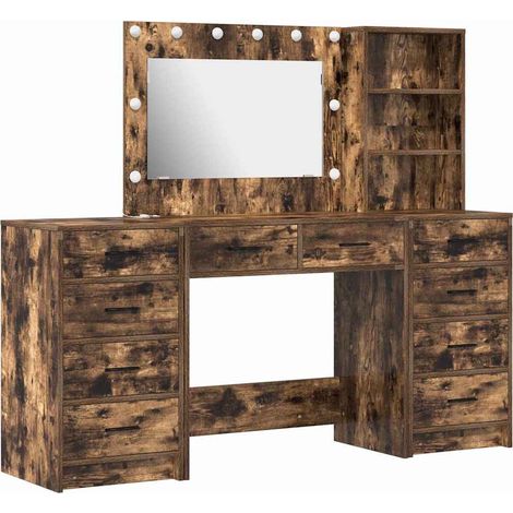 Maison Exclusive - Mesa Tocador con cajón 3 pcs Roble ahumado Mad