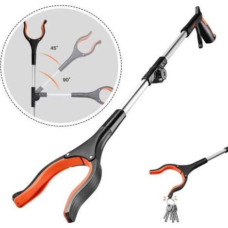 Outil de Ramassage, Pince de Préhension en Aluminium, Outil d’Aide Extension Pliable 180°, Tête Rotatif 90°, Pince Magnétique en Caoutchouc