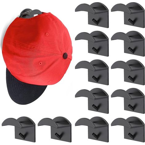 lot De 12 Crochets  Chapeau Auto-adhsifs Pour Casquette De Baseball Adapts Pour Montage Mural Sans Perceuse. Organisateur De Chapeaux (1/5)