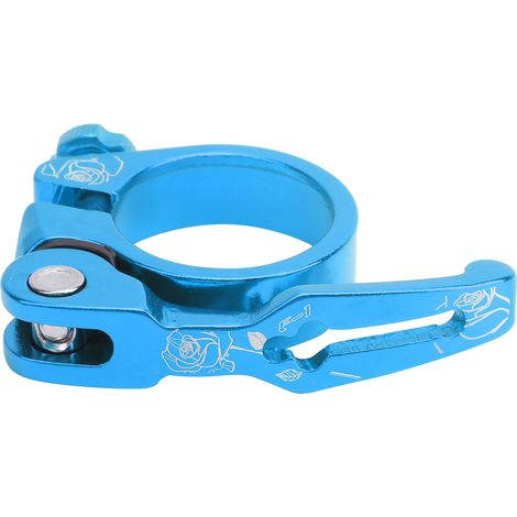 Serrure rapide 34,9mm pour tige de selle vélo, collier en alliage d'aluminium, accessoire VTT bleu (1/5)