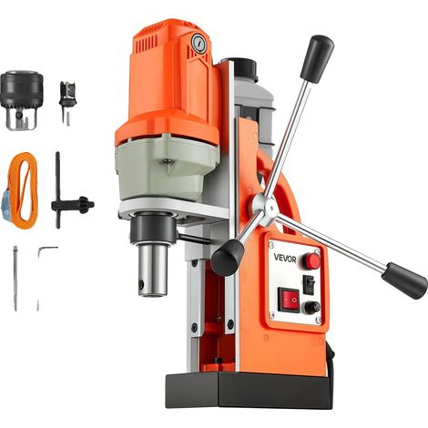 Taladro magnético VEVOR, motor de 1400 W, diámetro de 2 pulgadas, 2878 lbf, 6 brocas, velocidad variable, amarillo, 38 mm (1/2)