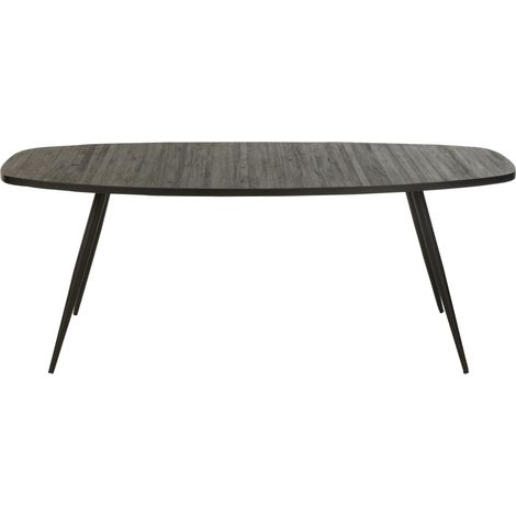 Table à manger 200x90x76 cm en teck et métal noir - DOXY (1/5)