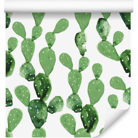Papier peint aquarelle de cactus et fleurs pour salon et chambre 50x1000 cm (1/5)