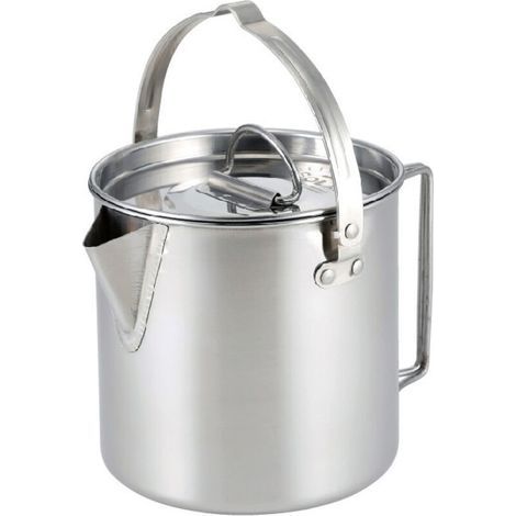 Caffettiera portatile ultraleggera in acciaio inossidabile con coperchio e manico pieghevole, ideale per campeggio. (1/4)